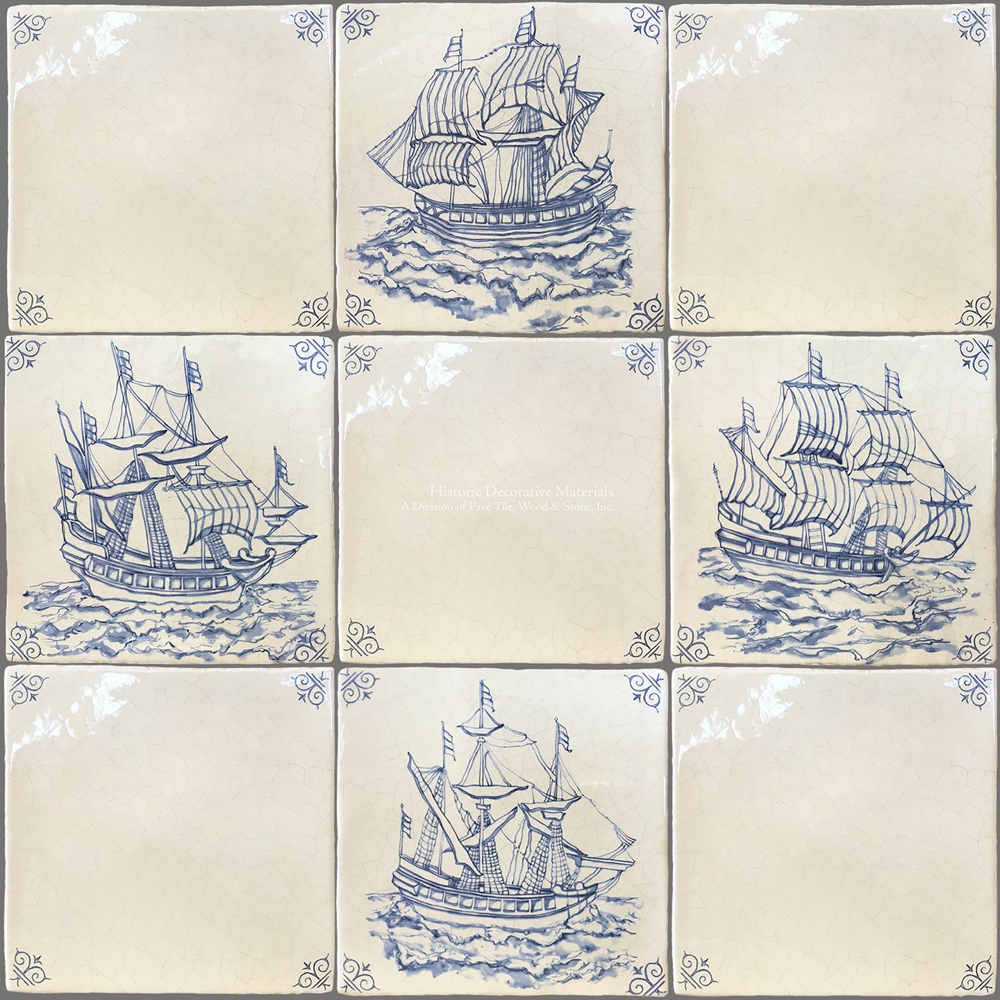 Decorative art tiles like antique Delft Tile Sailing Ships define beautiful interiors.