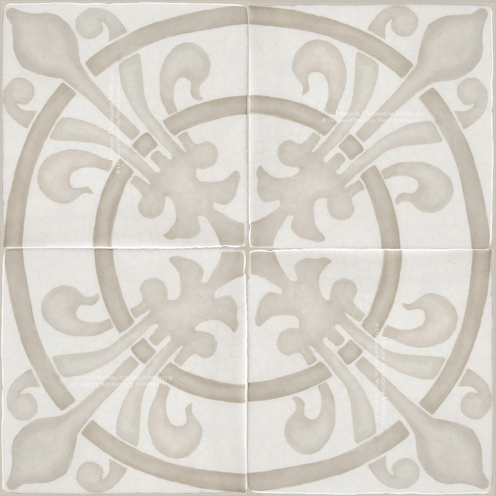 French Encaustic Decorative Wall Tile "Rosace: Fleur de Lys"