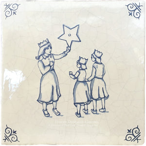 Antiqued Delft Tile - The Star on Vintage Warm White Field