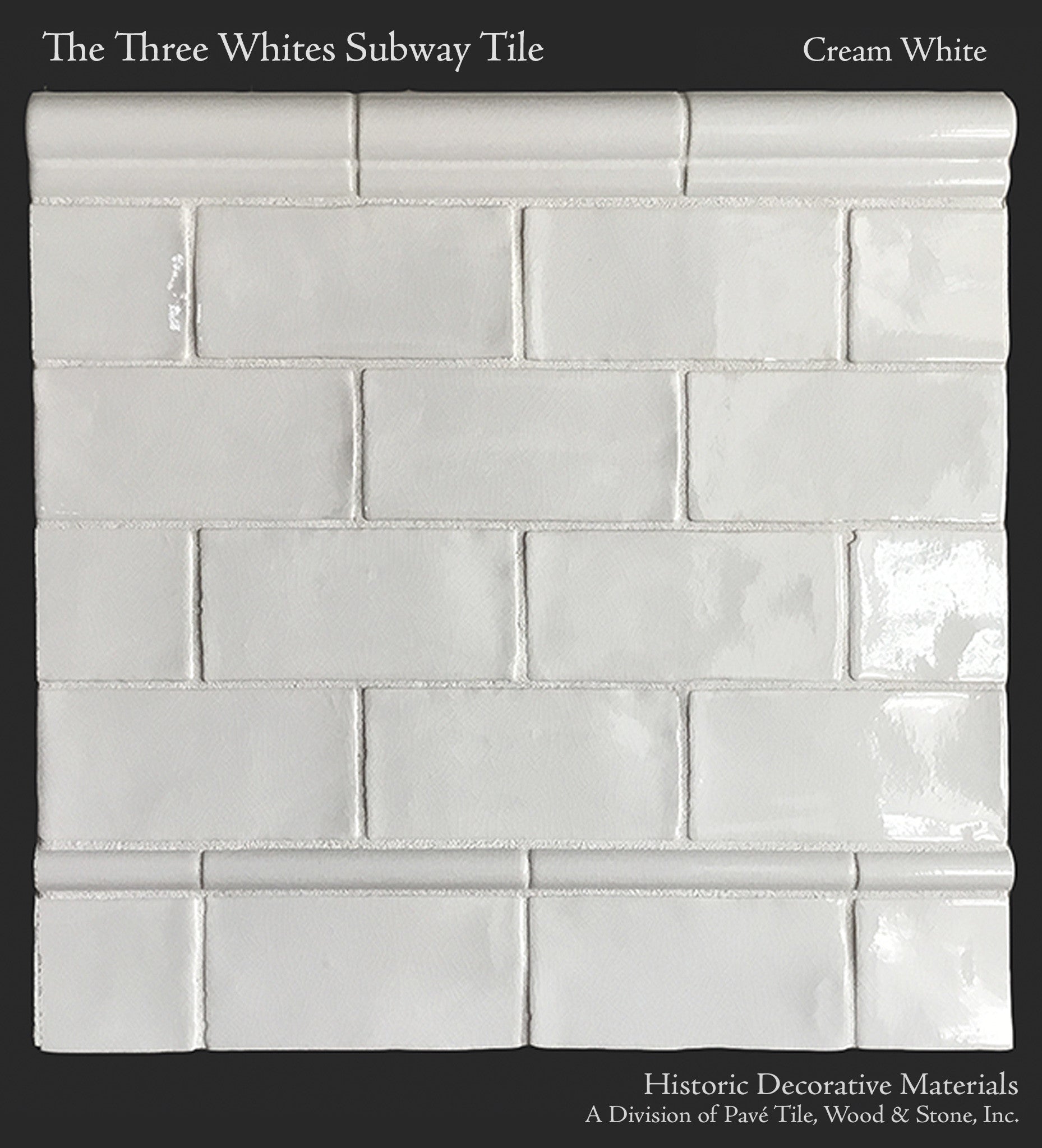 HDM's Glazed 3" x 6" Subway Tile Chair Rail, Pencil Edge and Quarter Round Moldings