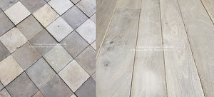 Kings of France 18th Century French Oak Floors in Danish Whitewash + 18th Century Reclaimed Egyptian Cement Tile