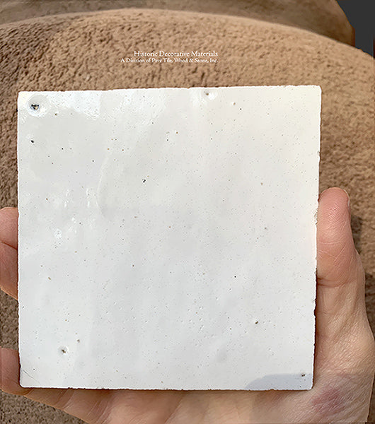 Authentic Hand Cut Zellige Tile from Fez, Morocco in Soft Powder White