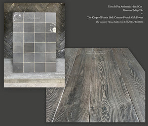 l'Art de Fez Stormy Gray Zellige Tile + French Oak Floors in Smoked Ember