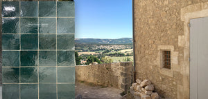 l'Art de Fez Pine Grove Green Zellige Tile + Antique French Limestone