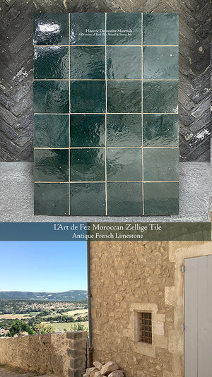 Zellige Pine Grove Green + French Limestone