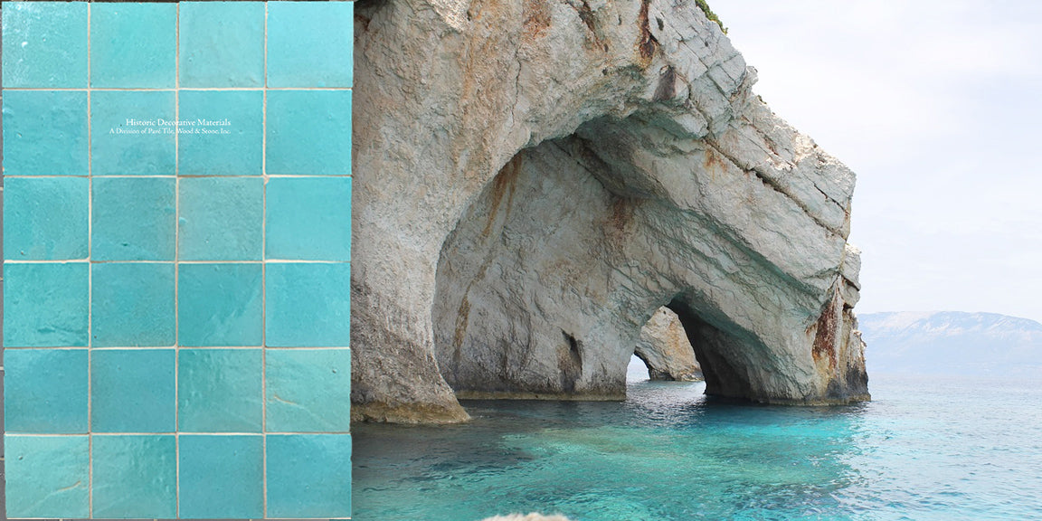 l'Art de Fez Aegean Sea Zellige Tile + Stone + White